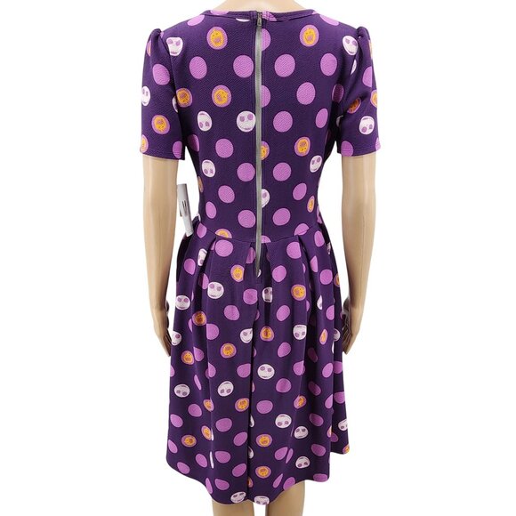 LuLaRoe Purple Polka Dot Ameilia Jack Skellington Dress Medium NWT - Picture 4 of 13